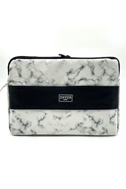 Differ Studio كمبيوتر محمول/ماك بوك/حقيبة/حقيبة كمبيوتر محمول باللون الأبيض منقوشة بالرخام مقاس 13-14 بوصة
