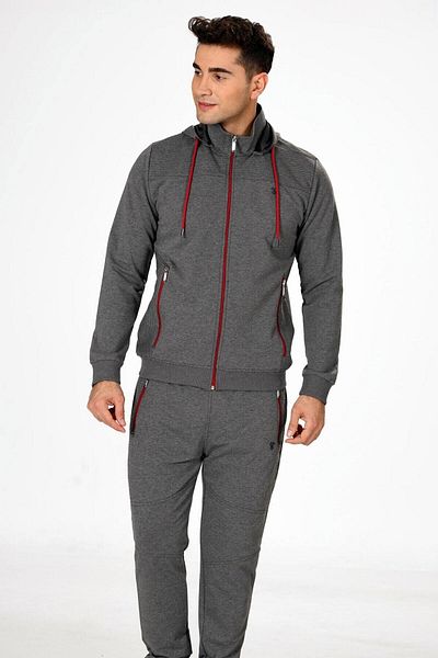 Marco Ferry Anthracite Men's Half Turtleneck, Tracksuit Suit, Can Be Paired, Lover Suit