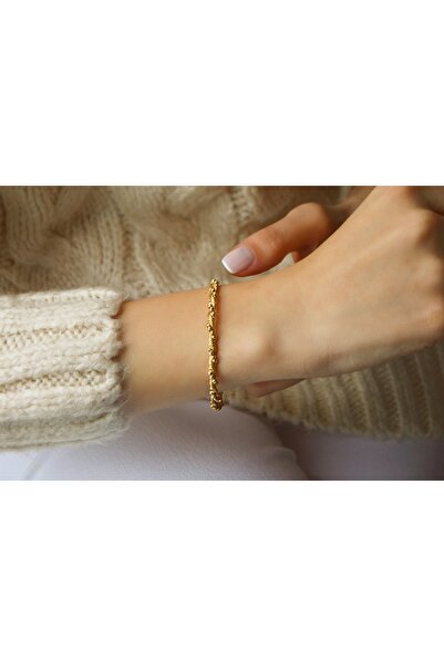 Karadeniz Kuyumculuk Kadın Altın Hasır Tasarım Altın Kelepçe Bileklik Altın B...