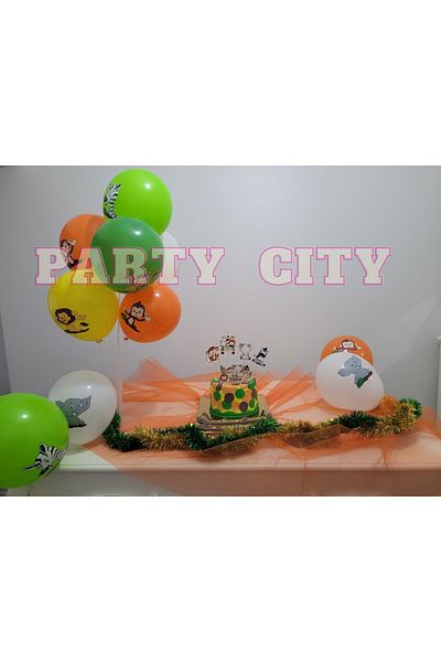 Party City Balloon Stand Safari Balloon Bunch Mixed 10 Pcs