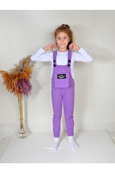 KİDSPİTİRCİK Unisex Παιδική τσάντα λιλά με τσέπη Salopet Badi