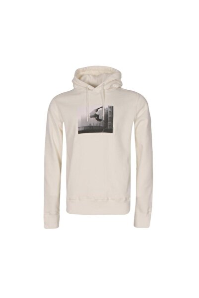 Superfly Erkek Beyaz Kapüşonlu Baskılı  Sweatshirt 21203