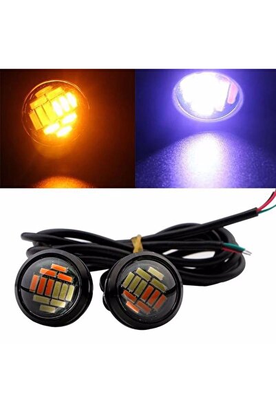 ERAKS CAR ACCESORIES Çift Renk Ayna Altı Kartal Göz Led Turuncu-beyaz - 2 Adet