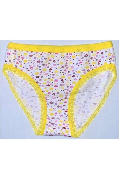 Tutku Βαμβακερό μπροστινό εμπριμέ για κορίτσια Μικτό πολύχρωμο μοτίβο Lycra Elastane Daily Bato εσώρουχα 6 τεμαχίων