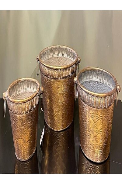 ÇİÇEK HEDİYELİK Metal Saksılık Çiçeklik 3lü Set