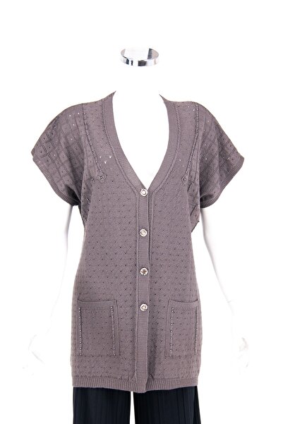 Oppland Жіночий сезонний жилет з ґудзиками, двома кишенями, рукавами-крилами, прямим кроєм, з мерсеризованої тканини