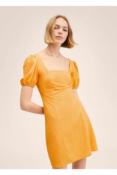 MANGO Woman Rochie fluidă cu mânecă balon
