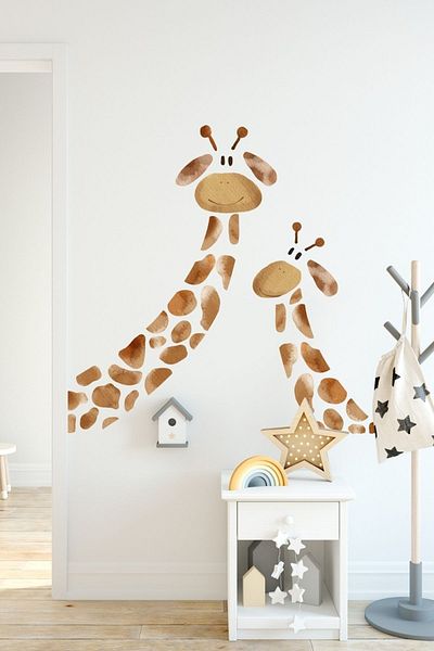 Piksel Grafik Autocolant de perete drăguț pentru cameră pentru copii cu girafe
