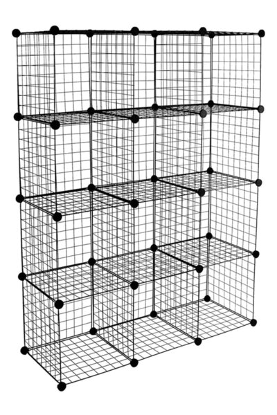 hodbehod 12 Bölmeli Metal Tel Portatif Modüler Oyuncak Dolabı Çok Amaçlı Düzenleyici Raf