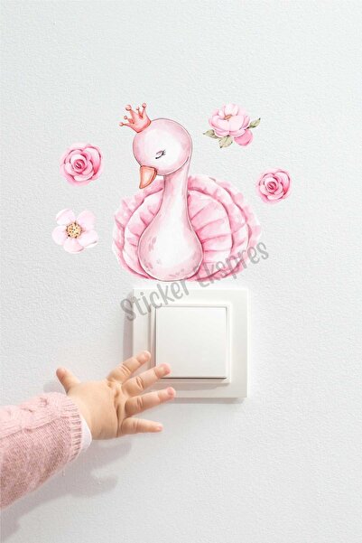 Sticker Ekspres Kuğu Ve Çiçekler Çocuk Odası Priz Sticker