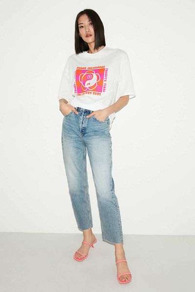 GRIMELANGE Bílé tričko Kassia Relaxed Oversize