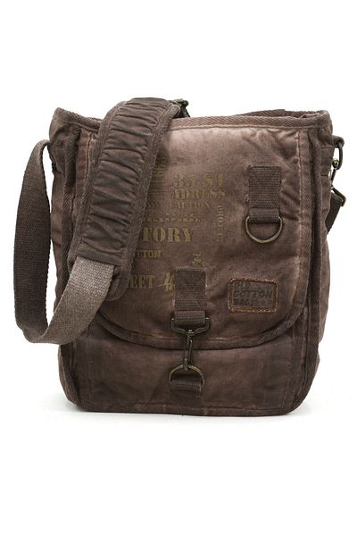 old cotton cargo Кафява винтидж ежедневна платнена чанта за лаптоп и пътуване до училище