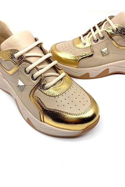 Favgi Rafai Gold Deri Kadın Sneaker