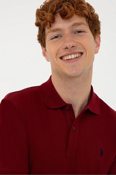 U.S. Polo Assn. Men's Claret Red Polo Neck T-shirt Basic