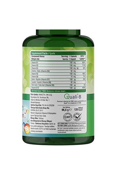 Nature's Supreme Vitamin B Complex 120 Kapsül