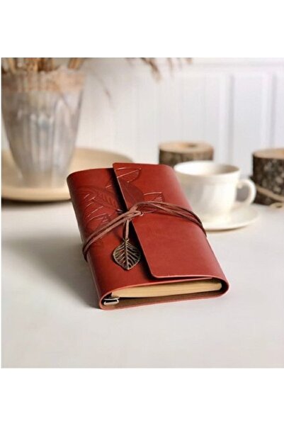MOBGİFT Yaprak Tasarımlı Deri Hatıra Defteri Kalem Hediyeli