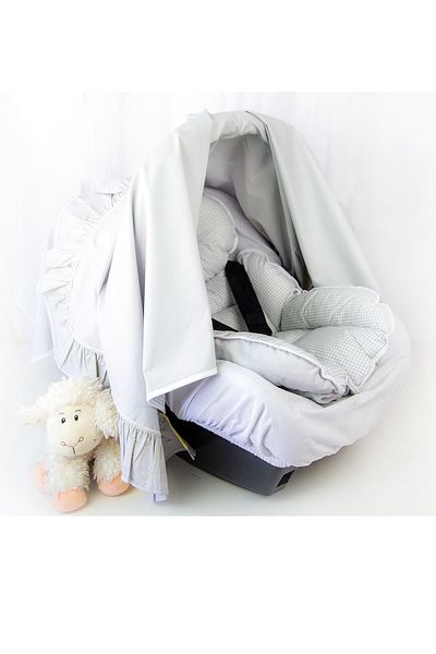 Babynest Gray Plaid 100% Prince Bahtya 3-Layer Stroller Cover