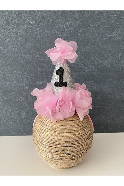 Miniko Butik Gümüş Ve Pembe Renk 1 Yaş Doğum Günü Tacı