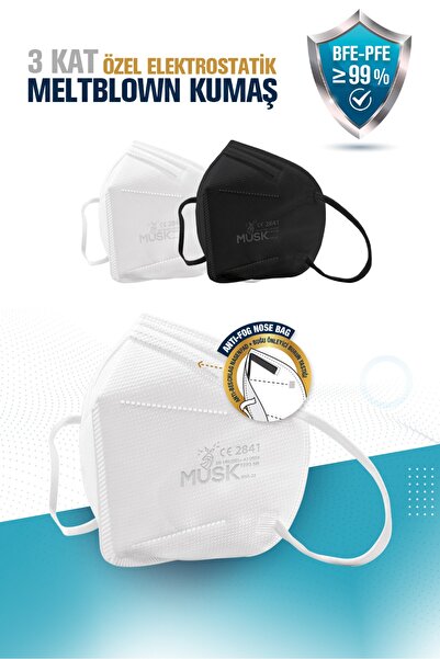 Musk FFP3 Maske N99 Siyah Renk 10 Adet
