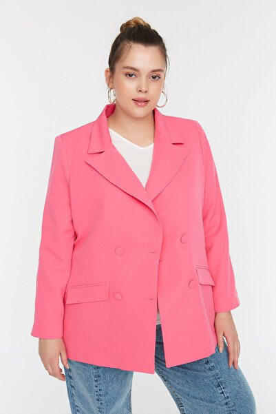 Trendyol Curve Plus Size Jacket - Pink - Regular