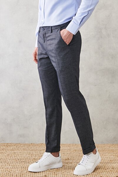 ALTINYILDIZ CLASSICS Men's Navy Blue Comfort Fit Relaxed Cut Side Pocket Elas...
