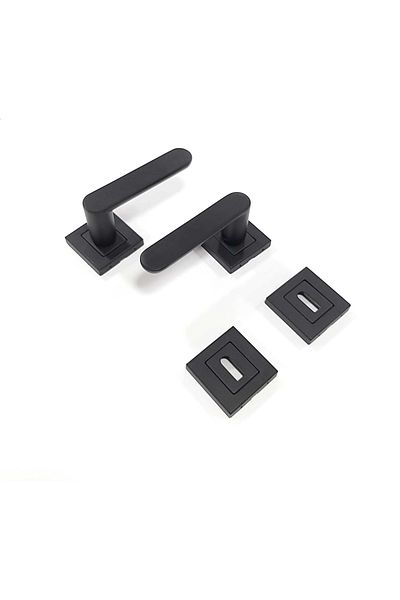 ARON Sofuoğlu Lüx Barbaros Square Rosette Matte Black (Room) Door Handle Aluminum / Steel