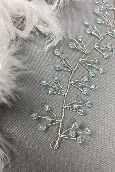 LÜX Tasarım Water Green Vella Beaded Bridal Crown Hair Accessory