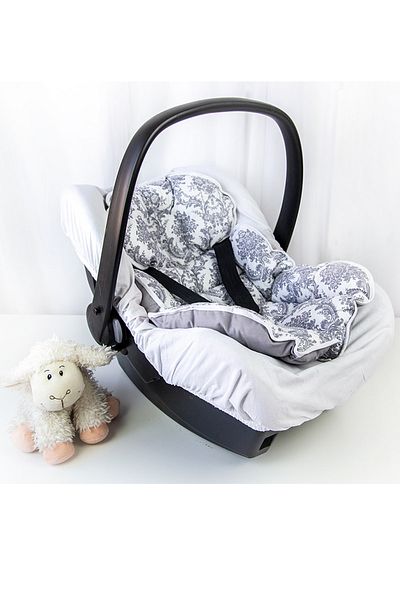Babynest Gray Elegan Stroller Cover 100% Cotton Double Layer with Ruffles