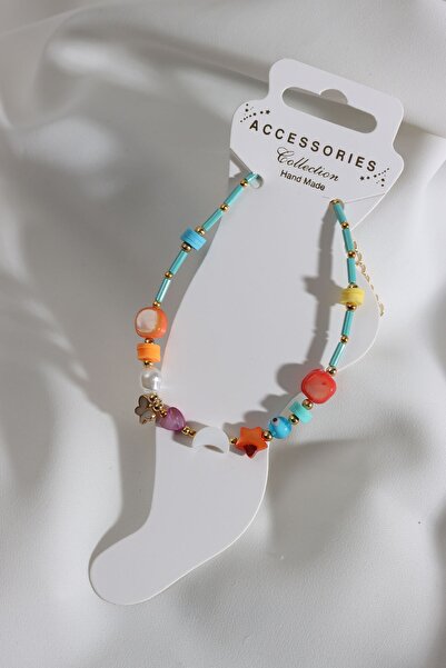 Süspüs Accessories خلخال ملون بطرف فراشة مطرز باللون الأخضر