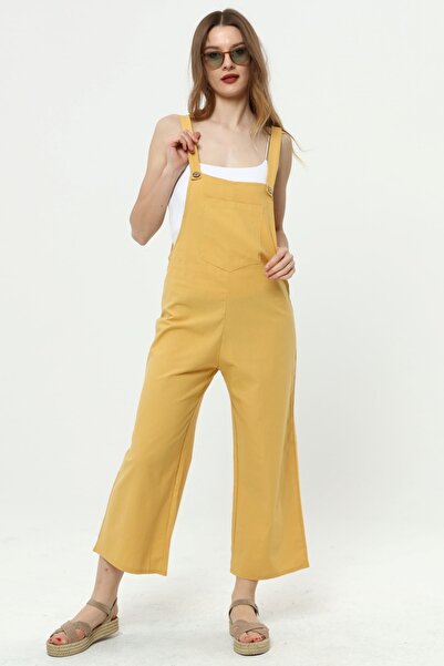 Primaro Hardal Rengi Önden Cepli Askılı Ayarlanır Düğmeli Tulum