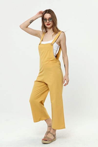 Primaro Hardal Rengi Önden Cepli Askılı Ayarlanır Düğmeli Tulum