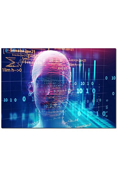 Cakatablo Robotic Female Face Silhouette and Digital Symbols (35X50 cm Size)
