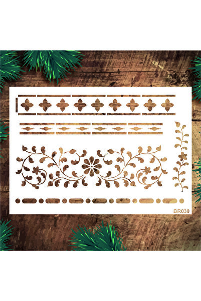 STENCİLTASARIM Stencil Tasarım Br030 - Dekoratif Duvar Ve Eşya Boyama Şablonl...