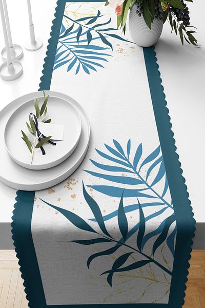 Nish & Royal Digital Printed Modern Runner with Colorful Leaf Pattern on White Background