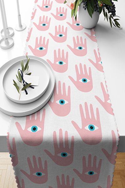 Nish & Royal Digital Printed Modern Runner with Mystical Hand and Eye Motif