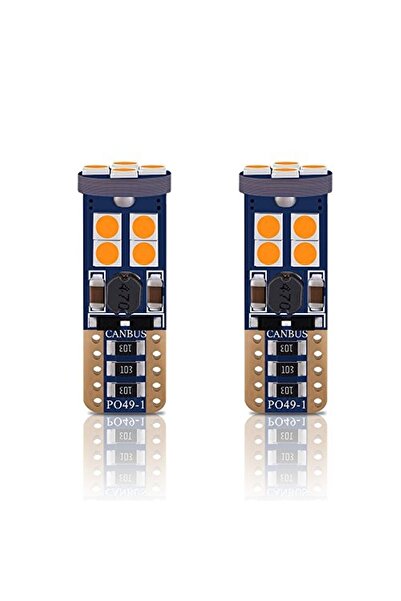 ERAKS CAR ACCESORIES T10 Turuncu Canbuslu Park Ampulü 12 Led - 2'li Takım