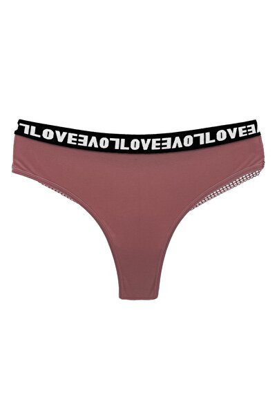 HNX 2'li Love Lastik Pamuklu Arkası Dantel Tanga Kadın Külot