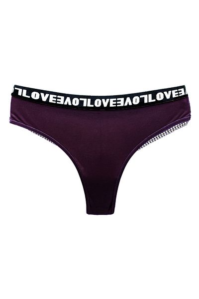 HNX Γυναικεία εσώρουχα Purple Love Rubber βαμβακερή δαντέλα πίσω στρινγκ