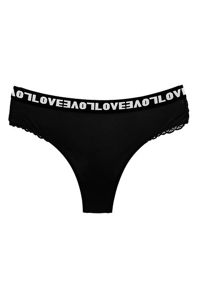 HNX Μαύρο Love Rubber Βαμβακερό Δαντελένιο στρινγκ Γυναικείο εσώρουχο