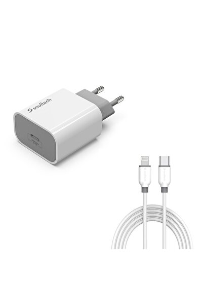 Soultech Sc224 Usb-c 20w Hızlı Seyahat Şarj Aleti + Type-c Iphone 3a Platinum Şarj Ve Data Kablosu