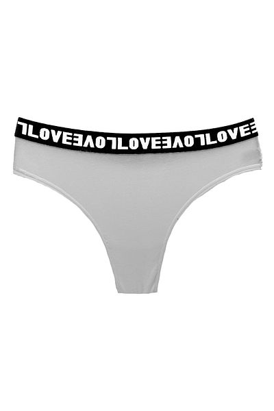 HNX Chiloți de damă din bumbac elastic Love alb cu dantelă la spate