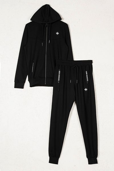 BSM Σετ ανδρική φόρμα Navy Blue - με κουκούλα, φερμουάρ και τσέπες