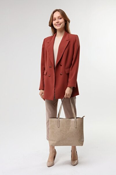 Luvenis Geantă de mână și de umăr pentru femei, cu model de crocodil, de culoare crem