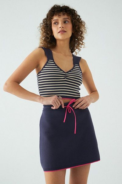JU Beige Striped Crop Top Women
