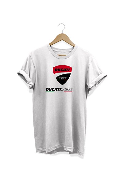 WİDİ Ducatı Baskılı Beyaz T-shirt