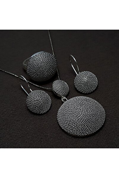 Midyat Nurtaş Gümüş Yöresel Hasır Işleme Model Telkari Kadın Gümüş Üçlü Set 2...