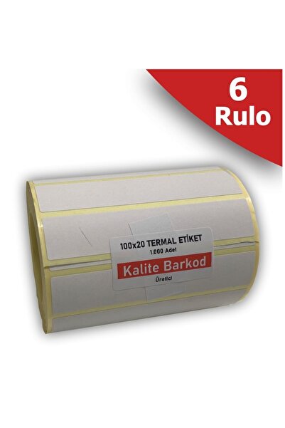 Kalite Barkod 100x20 Termalno nalepnica | 6 Rolls Barcode nalepnice
