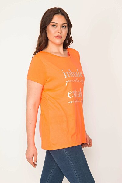 Şans Women's Large Size Colorful Lame Printed Blouse 65n24171