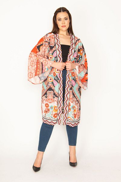 Şans Buntes Cape aus buntem Crêpe-Chiffon für Damen in großen Größen 65n32458