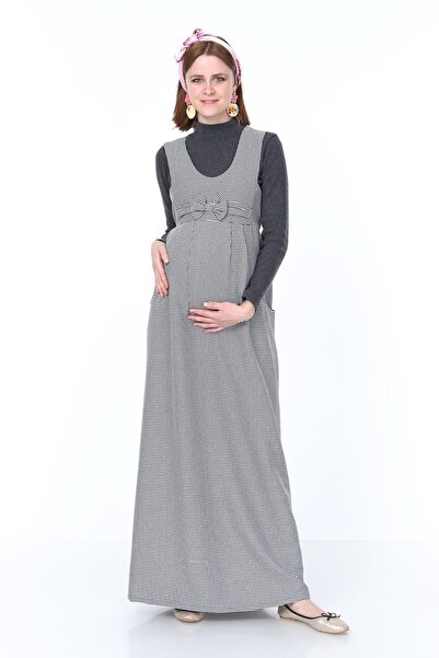 Işşıl فستان جيليه طويل بنقشة Houndstooth للحوامل